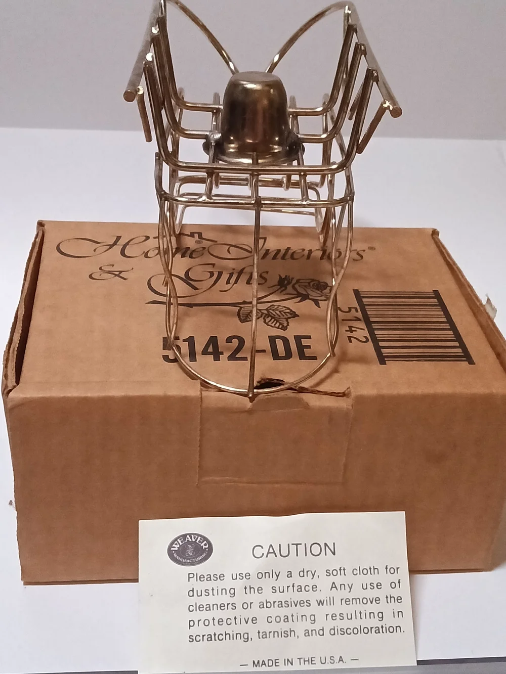 Vintage Home Interiors Brass Wire Sleigh Candle Holder Christmas Decor Boxed